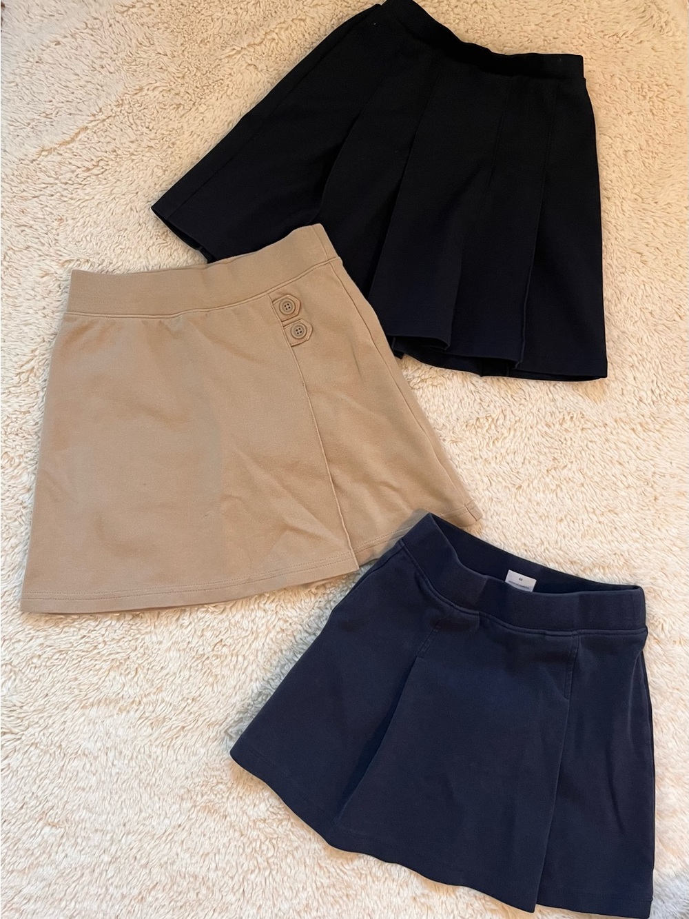Girls Uniform Blue and Tan Knit A-Line Skirts Sz 6/6x
